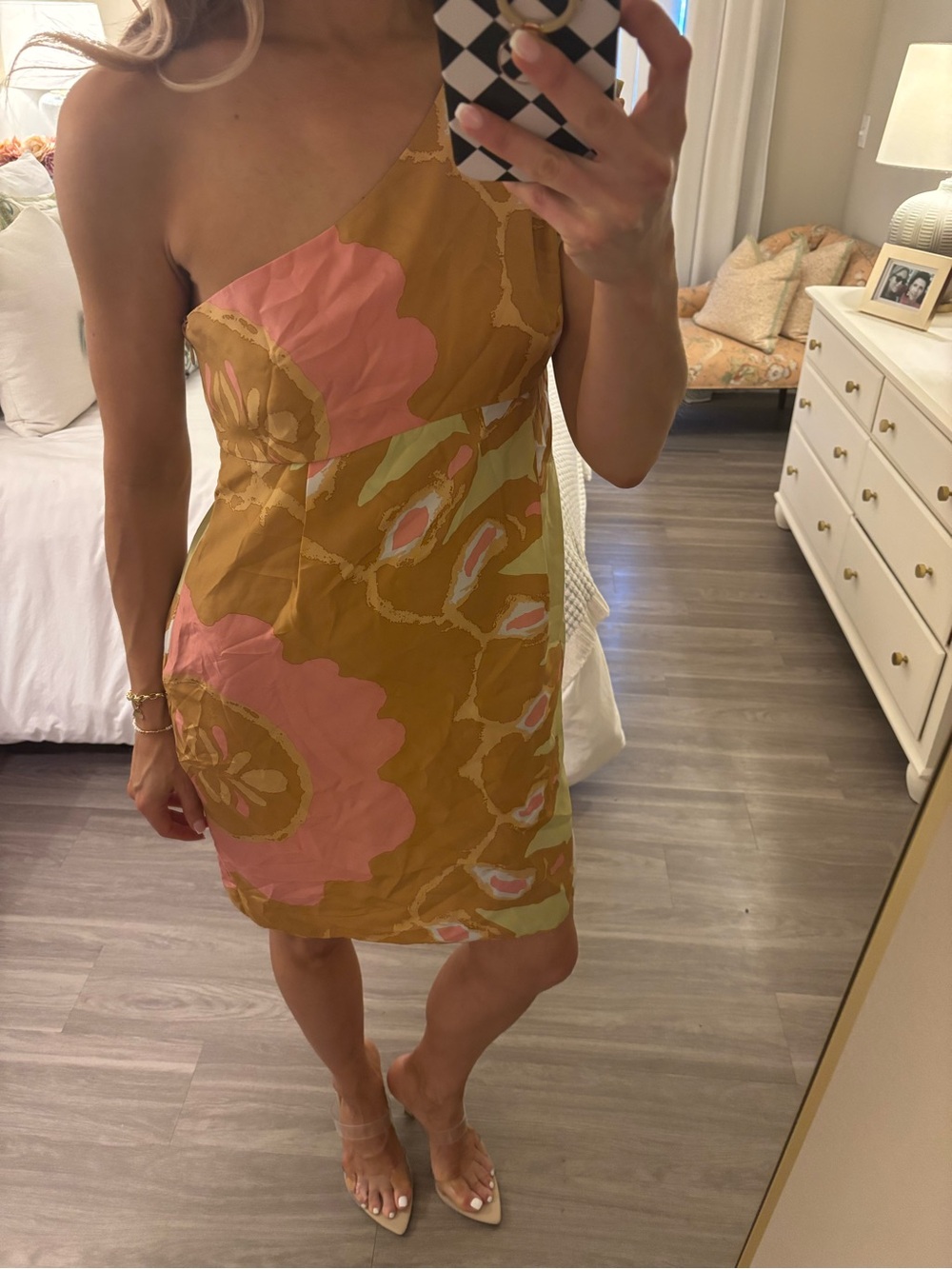 Susana Monaco One Shoulder Satin Mini Dress | Size 8 - Picture 3 of 6